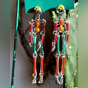 Skeleton Dangle Beaded Earrings